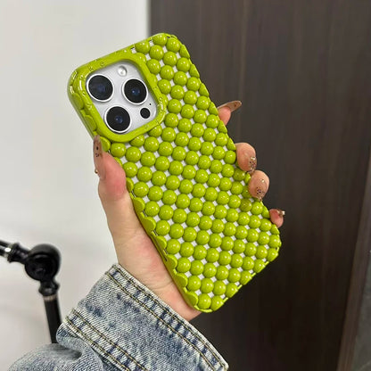 Fashion Green Pearl Round Bead Hollow Out Phone Case