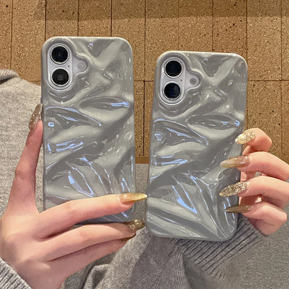 Simple Fashion Glossy Grey 3D Folds Texture Phone Case