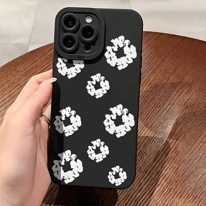 Cases iPhone Black Stylish Flower Patterned Design Phone Cover