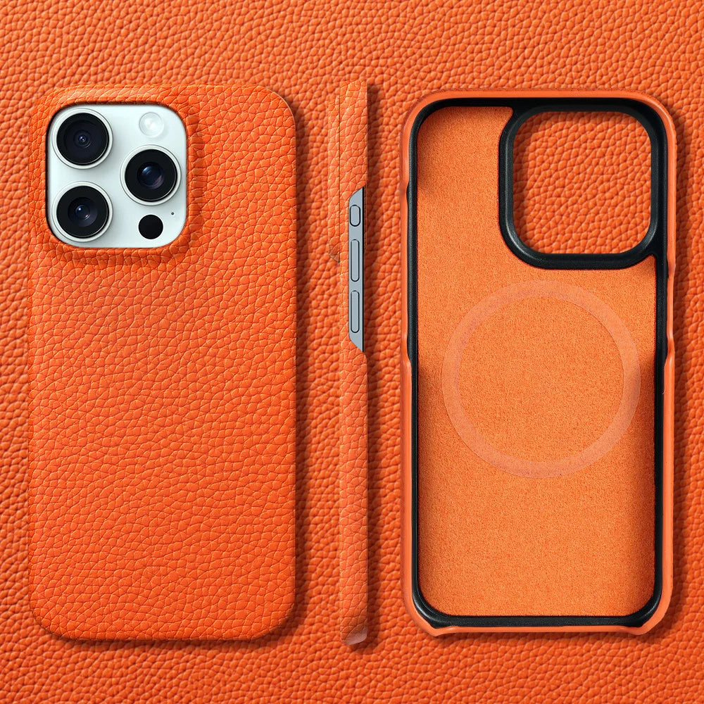 Luxury Cowhide Leather MagSafe iPhone Case