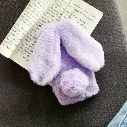 Plush Warm Case For iPhone Cute Long Rabbit Ears Furry Fluffy Fur Cover