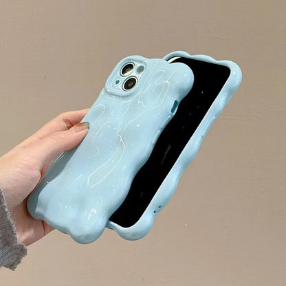 Fashion Macaron Blue Wave Bubbles Phone Case