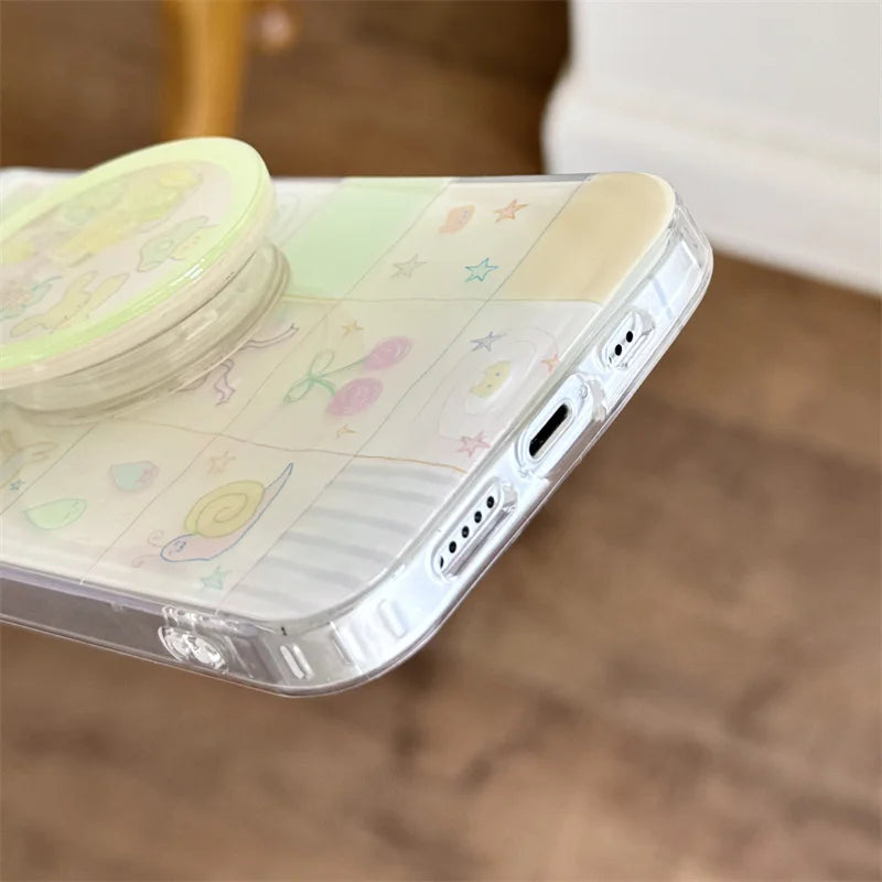 Korean Ins Cute Cartoon Pattern Phone Case For iPhone