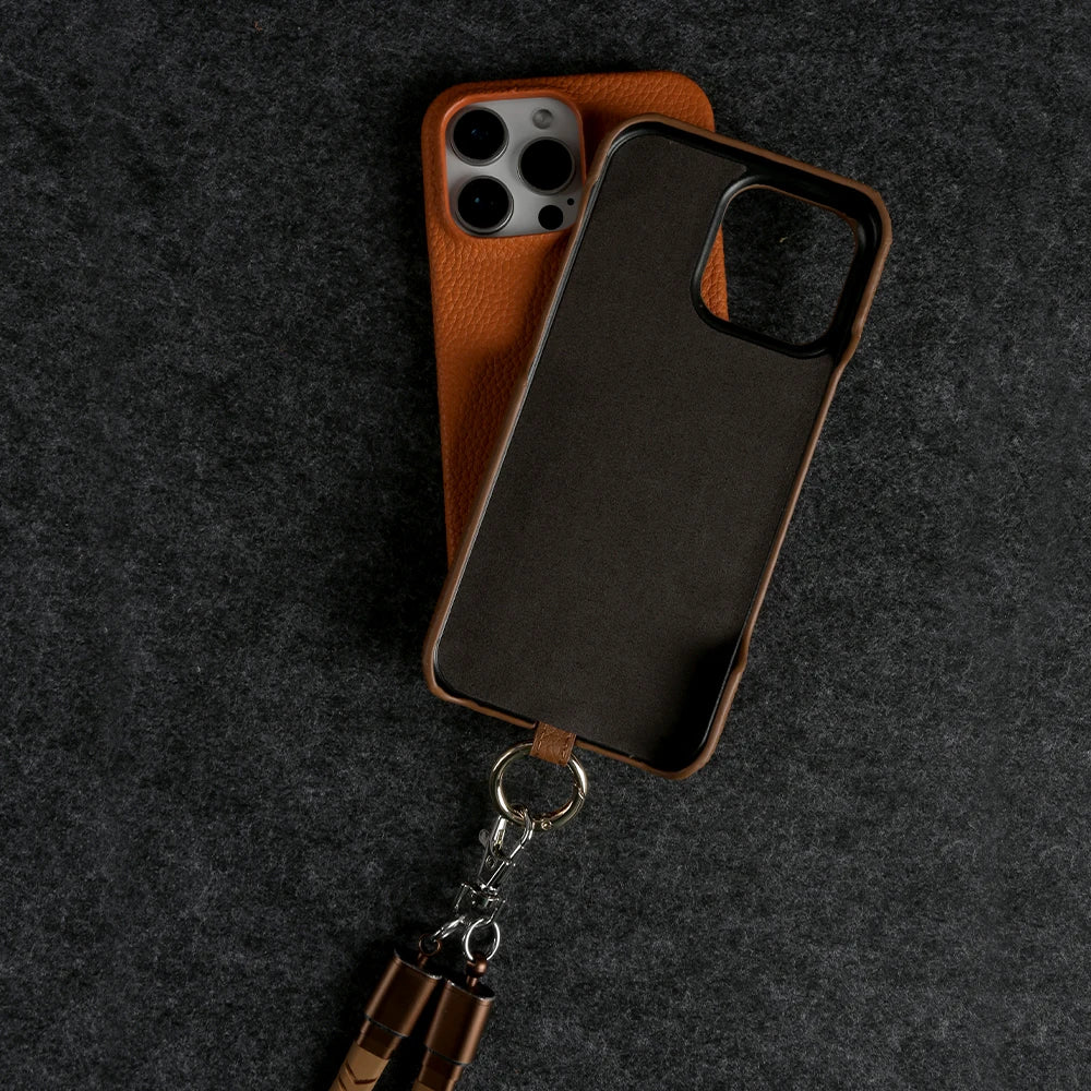 Versatile Lanyard Charging Cable Genuine Leather Phone Case For iPhone