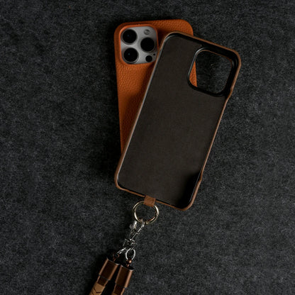 Versatile Lanyard Charging Cable Genuine Leather Phone Case For iPhone