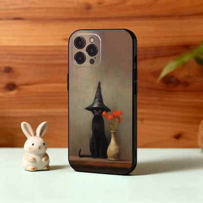 Cute Art Cat iPhone Case – Soft Black Silicone Cover
