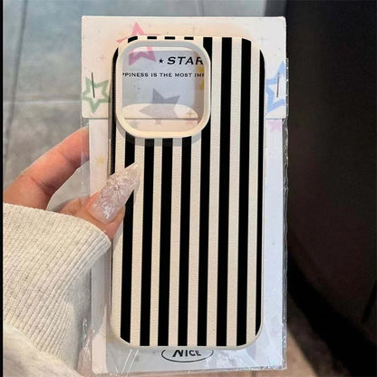Colorful Striped Minimalist INS Couple Phone Case For iPhone