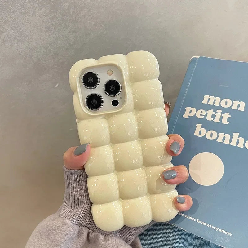 Cute Cartoon 3D Block Lattice Case For iPhone