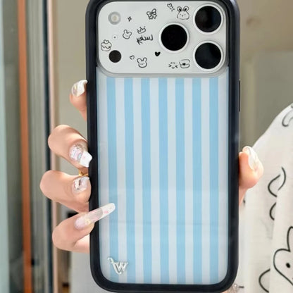 Wildflower Blue Pink White Stripes Phone Case For iPhone