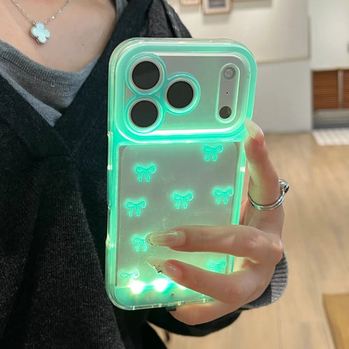 Change Color Luminous Call Light Up Flash Bowknot Phone Case For iPhone