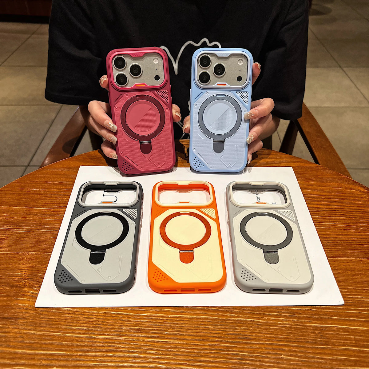 Two- Color Magnetic Kickstand Phone Case For iPhone