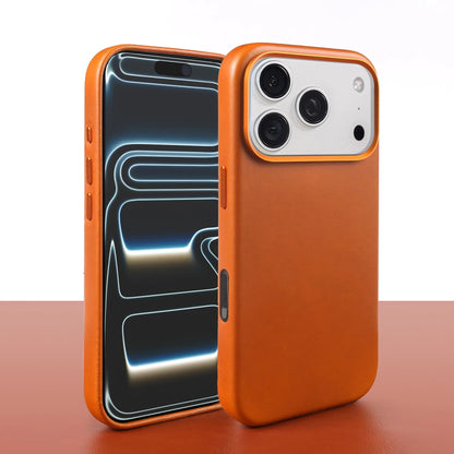 Luxury Oil-Wax Genuine Leather MagSafe Case with Wireless Charging Support