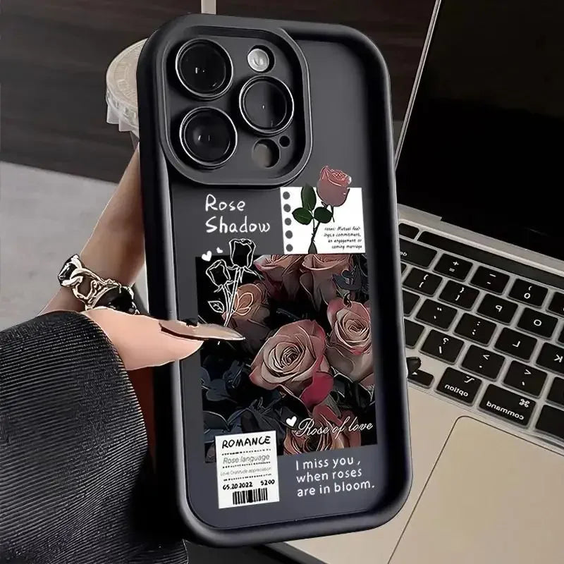 Case For iPhone Soft Flower Matte Shockproof Fashion Silicone Capa Funda
