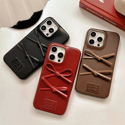 Retro Fashion Lovely Bowknot Leather Phone Case