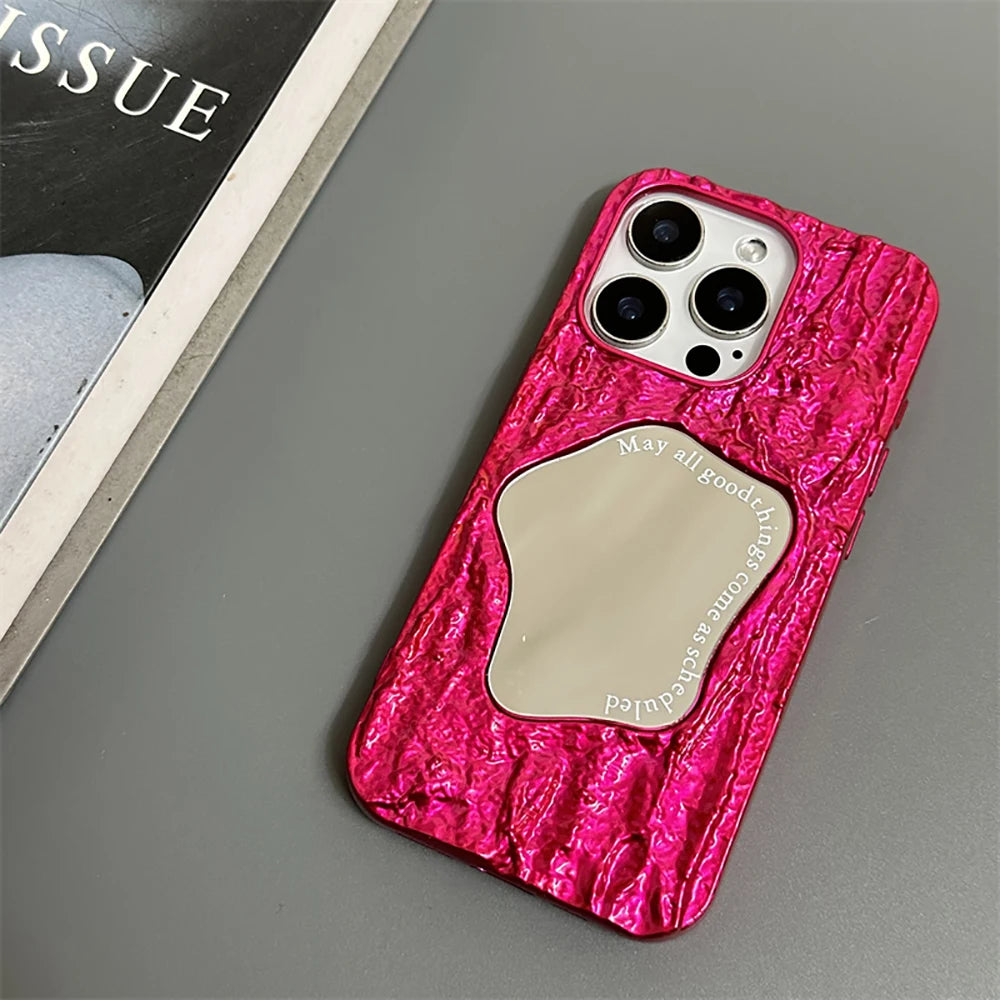 Rock Pattern Makeup Mirror Rose Phone Case