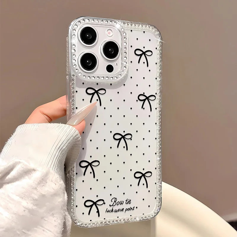 INS Polka Dot Glitter Clear Phone Case For iPhone