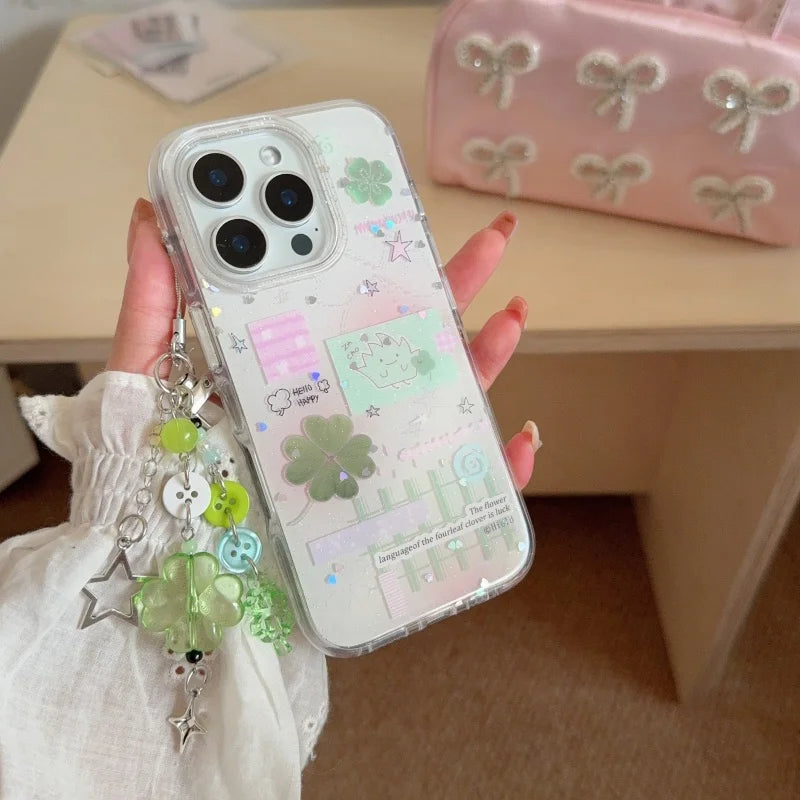 Four-Leaf Clover Pattern IMD Phone Case For IPhone