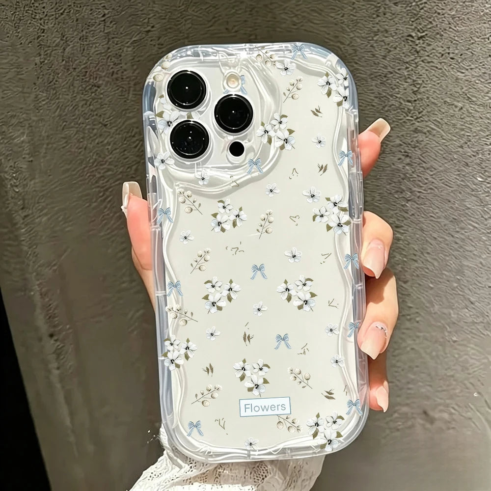 Fresh Small Blue Floral Pattern Phone Case For iPhone