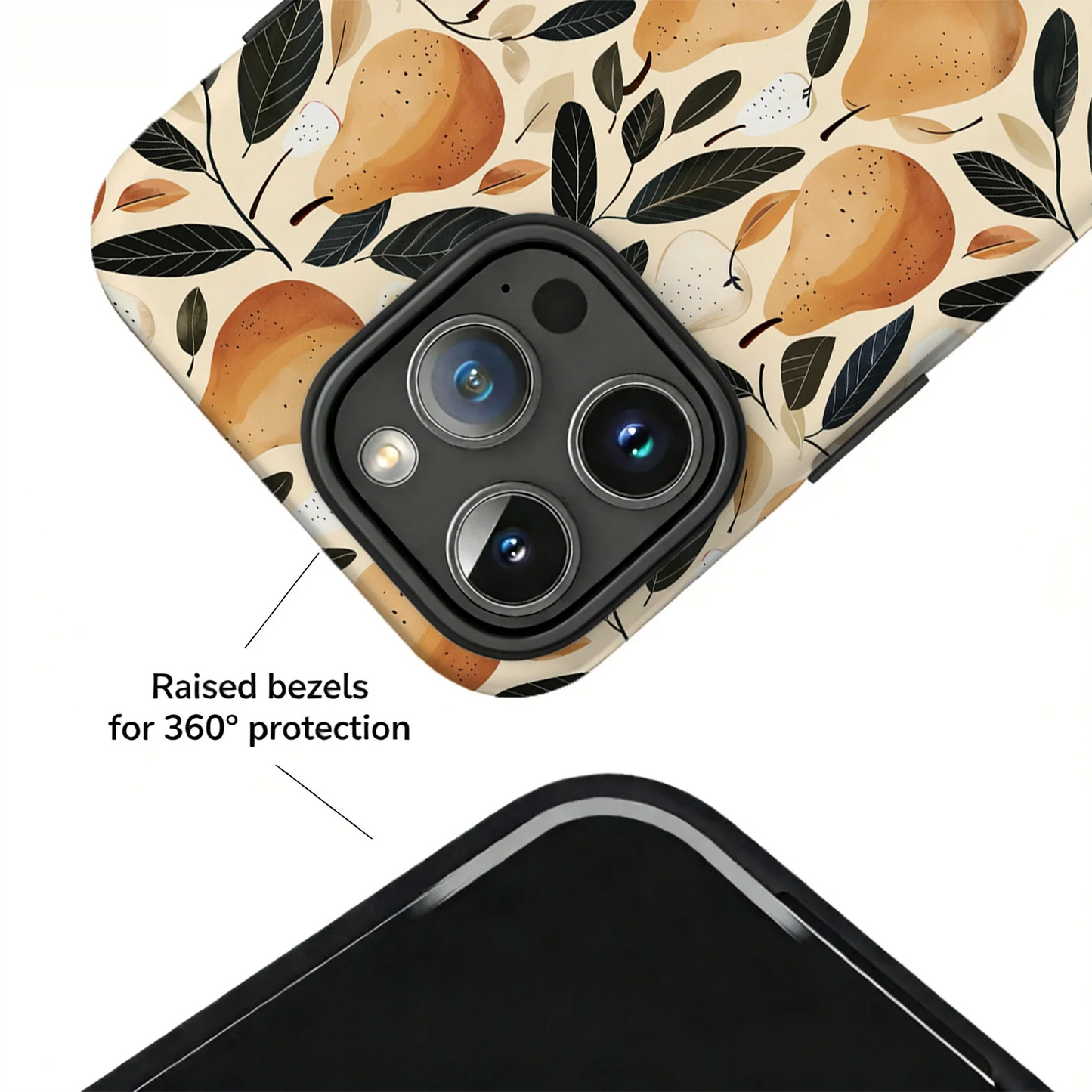 Illustrated Pear Dark Leaf Botanical Magnetic Phone Case For iPhone