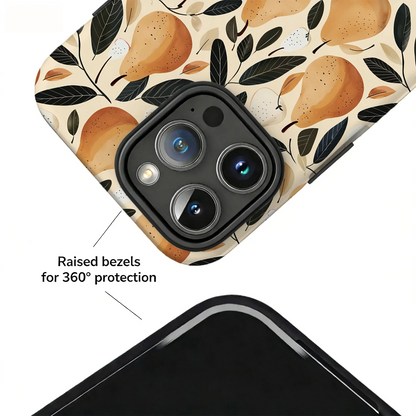 Illustrated Pear Dark Leaf Botanical Magnetic Phone Case For iPhone