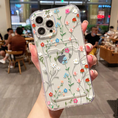 Soft Card Slot Bag Holder Phone Case For iPhone
