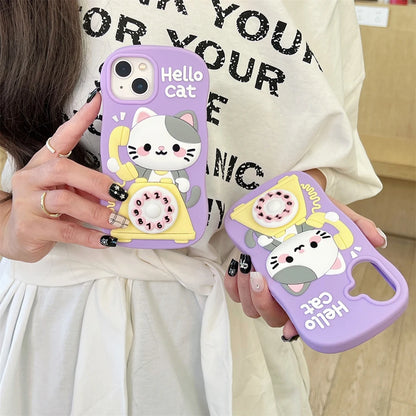 Kawaii Telephone Hello Cat Phone Case For iPhone Cartoon Soft Silicone Back Cover Capas