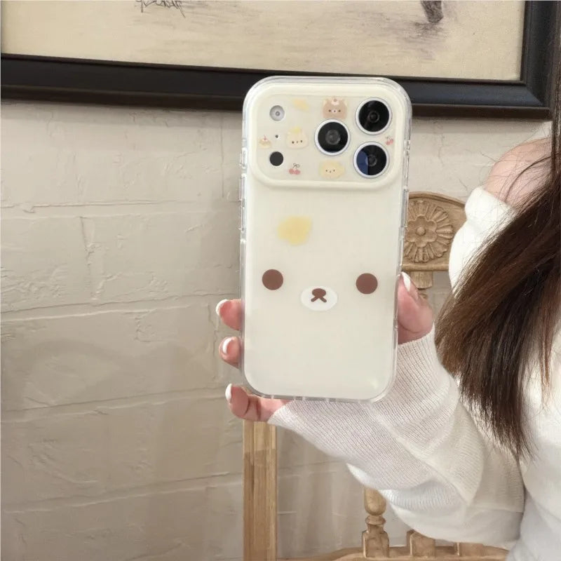 Cartoon Cute Rilakkuma White Brown Bear Suitable For iPhone