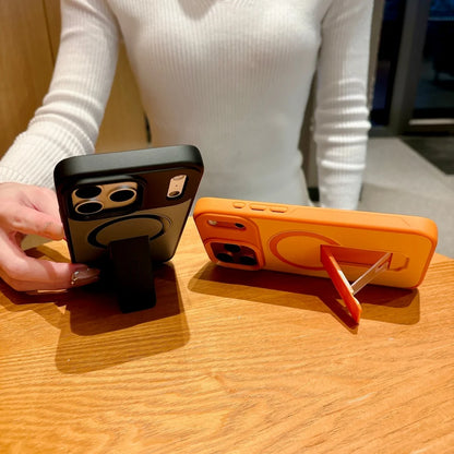 For Magsafe Invisible Bracket Magnetic Phone Case For iPhone Soft Frame Shockproof Cover