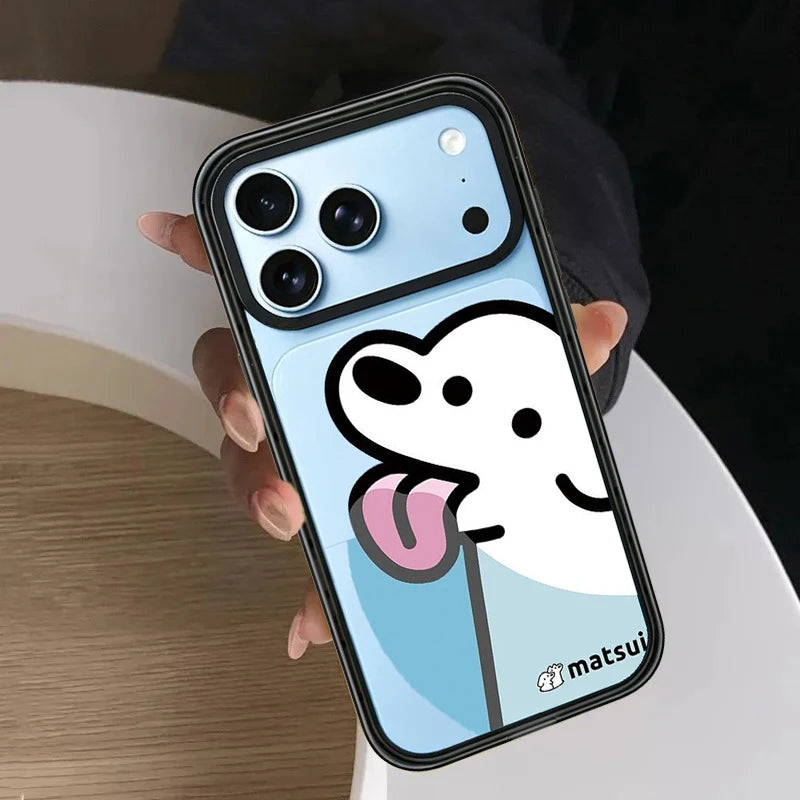 Cartoon Sailboat Companion Dog Impact Black Border Magnetic Phone Case Cover For iPhone