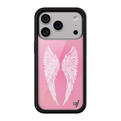 Fashion Wildflower Pink Black Angel Wings Baby Phone Case For iPhone