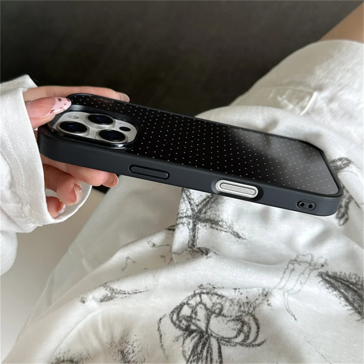 Simple Black Polka Dot Magnetic Phone Case For iPhone