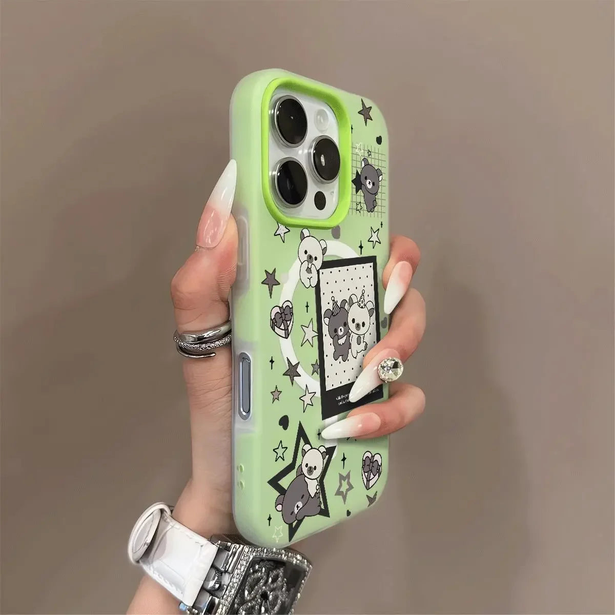 Luxury Candy Cute Lucky Bear For Magsafe Charge Matte Phone Case For iPhone