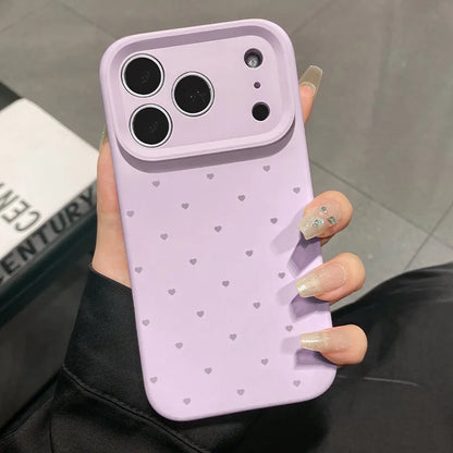 Cute Love Heart Candy Color Matte Soft Silicone iPhone Case