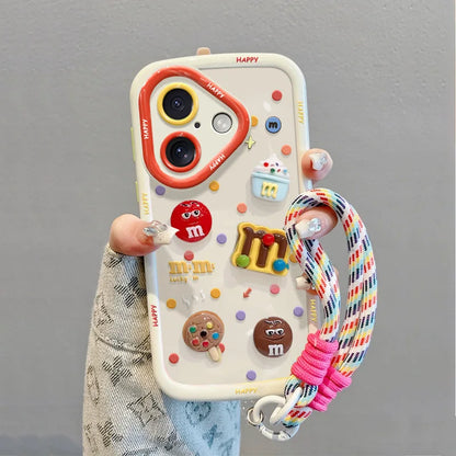 Cartoon 3d Bubble Full Set Anti Drop Strap Phone Case
