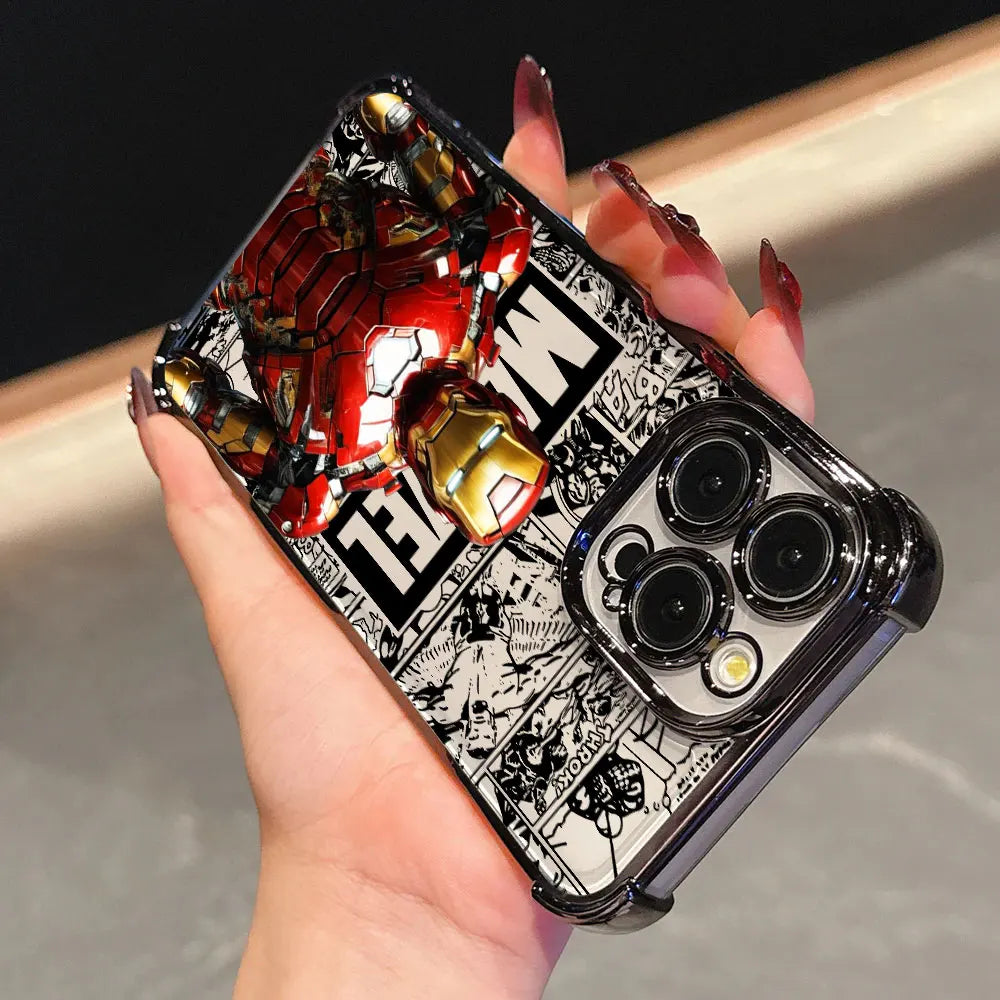 Luxury Marvel Spiderman Ironman Comic Case For iPhone