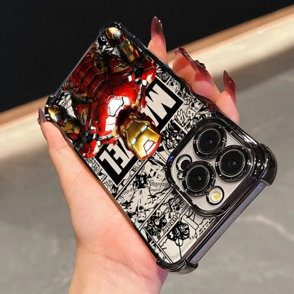 Luxury Marvel Spiderman Ironman Comic Case For iPhone