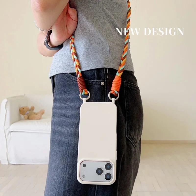 Fashion Lanyard Case For iPhone Shockproof Candy Crossbody Neck Cord Braid Strap Cover