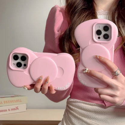 Pink Cute Bow Silicone Phone Case Fashion Creative For  iPhone