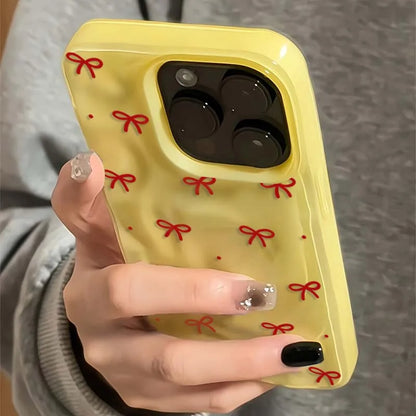 Red Bow Dots Folds Texture Phone Case