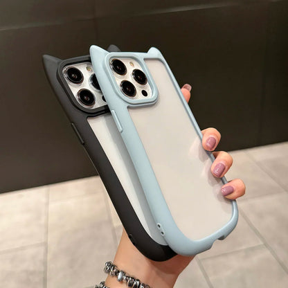 Cute Cat Ear Claw Grip Tok Holder Phone Case Acrylic Transparent Cover