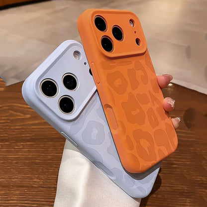 Leopard Liquid Silicone Camera Lens Protective Phone Case For iPhone
