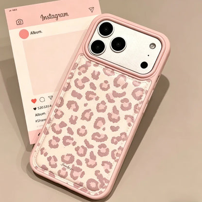 Fashion Sweet Pink Leopard Print Leather Shockproof Protective Phone Case