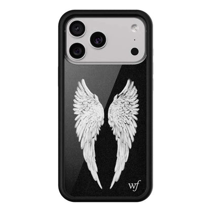 Fashion Wildflower Pink Black Angel Wings Baby Phone Case For iPhone
