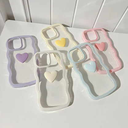 Fashion Wave Frame 3D Love Heart Phone Cover For iPhoneCase