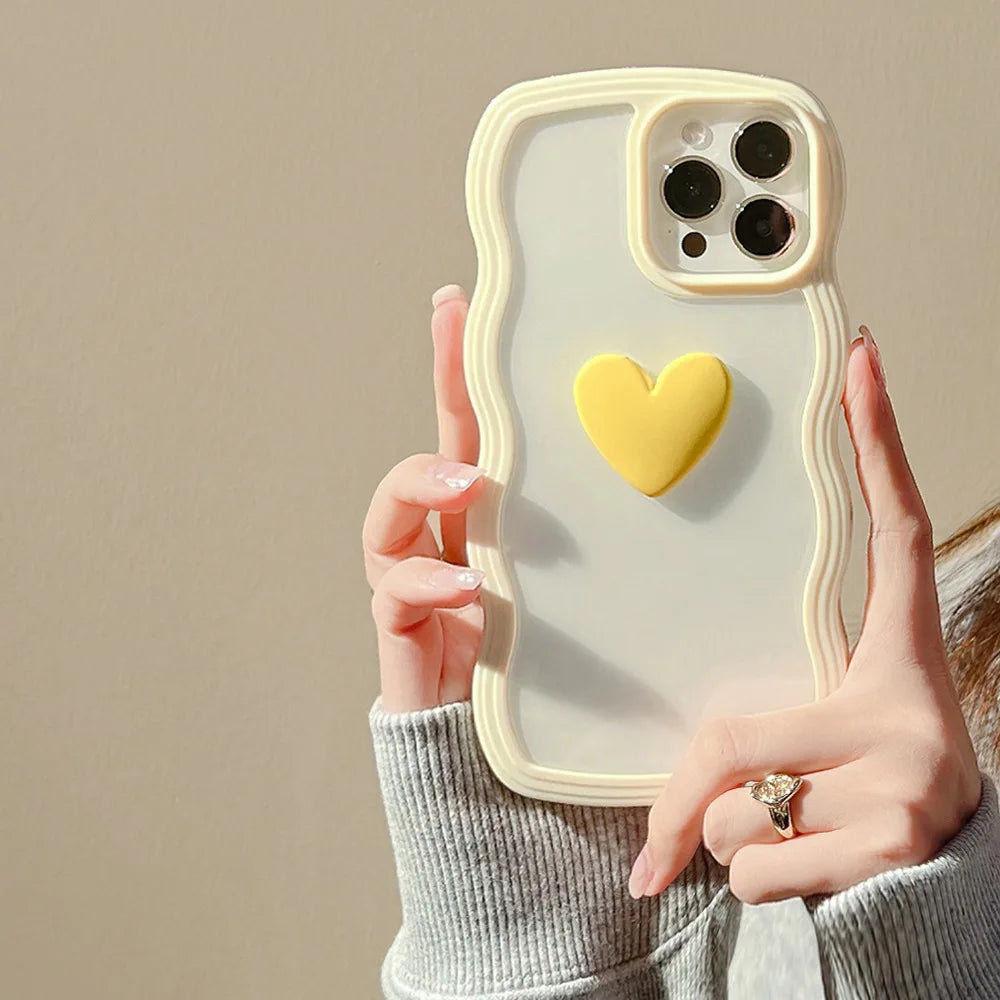 Fashion Wave Frame 3D Love Heart Phone Cover For iPhoneCase