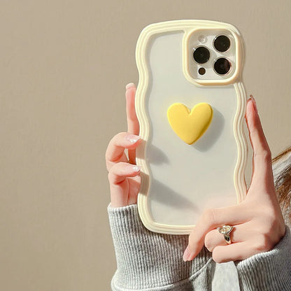 Fashion Wave Frame 3D Love Heart Phone Cover For iPhoneCase