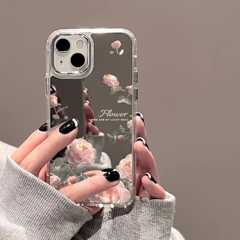 Rose Flower Mirror Phone Case For iPhone