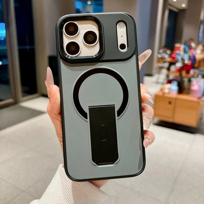 For Magsafe Invisible Bracket Magnetic Phone Case For iPhone Soft Frame Shockproof Cover