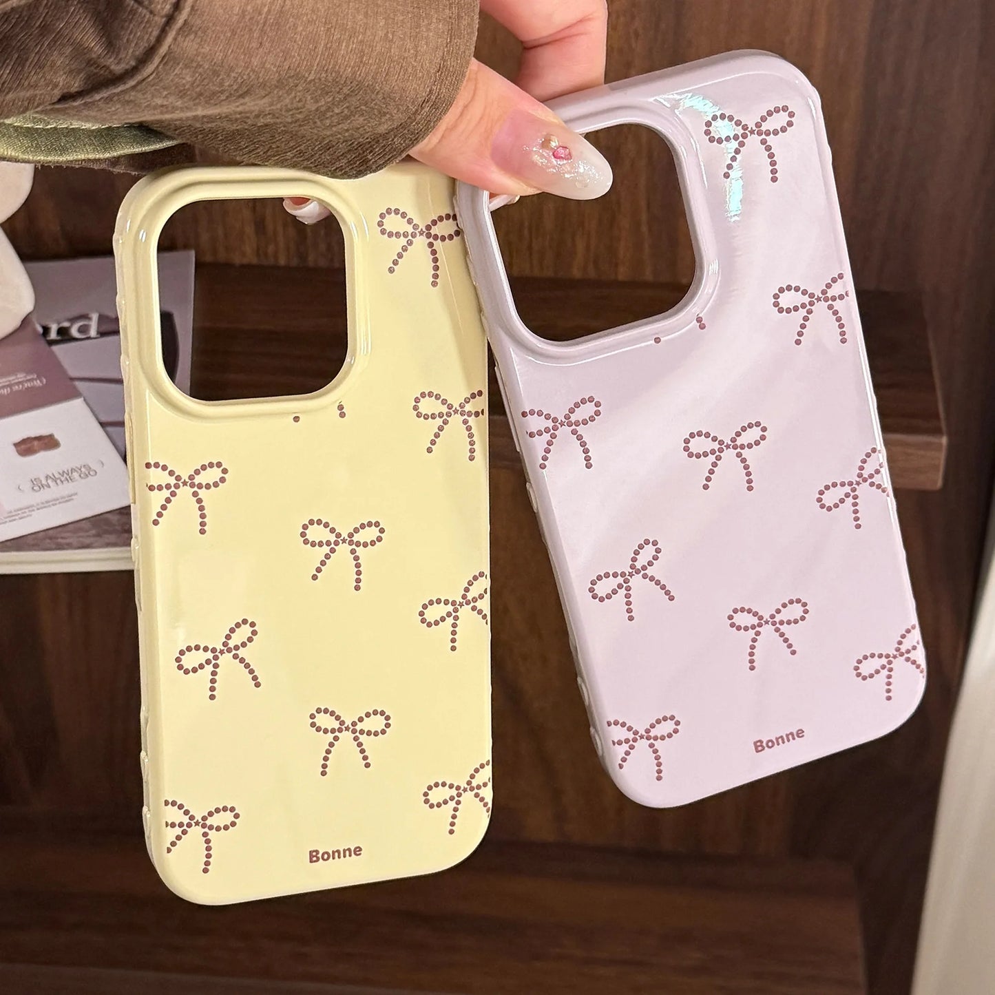 Korean Full Screen Candy Color Cute Bowknot Soft Phone Case For iPhone