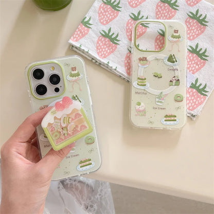 Cute Matcha Cake MagSafe Stand Phone Case